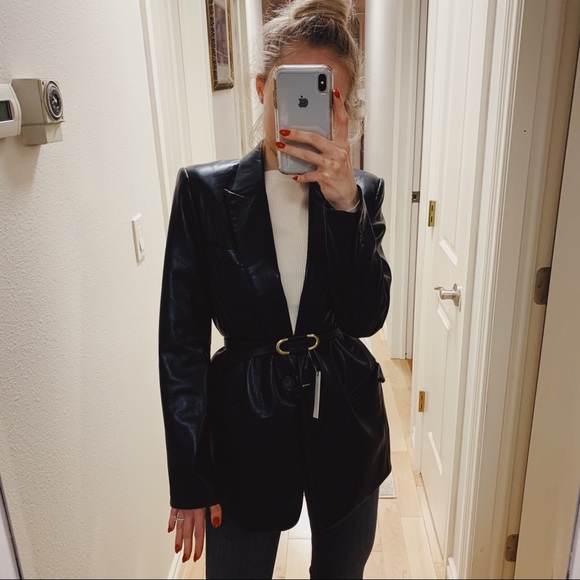 Zara Jackets & Blazers - NWT Zara black leather blazer xs